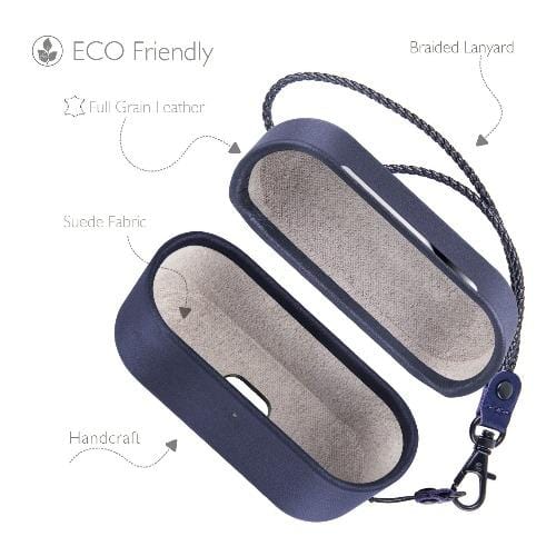 Retro Leather Case for Apple AirPods Pro (1st Generation) - Blue