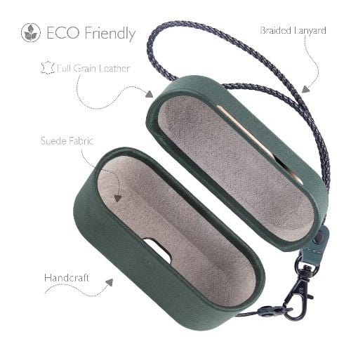 Retro Leather Case for Apple AirPods Pro (1st Generation) - Royal Green